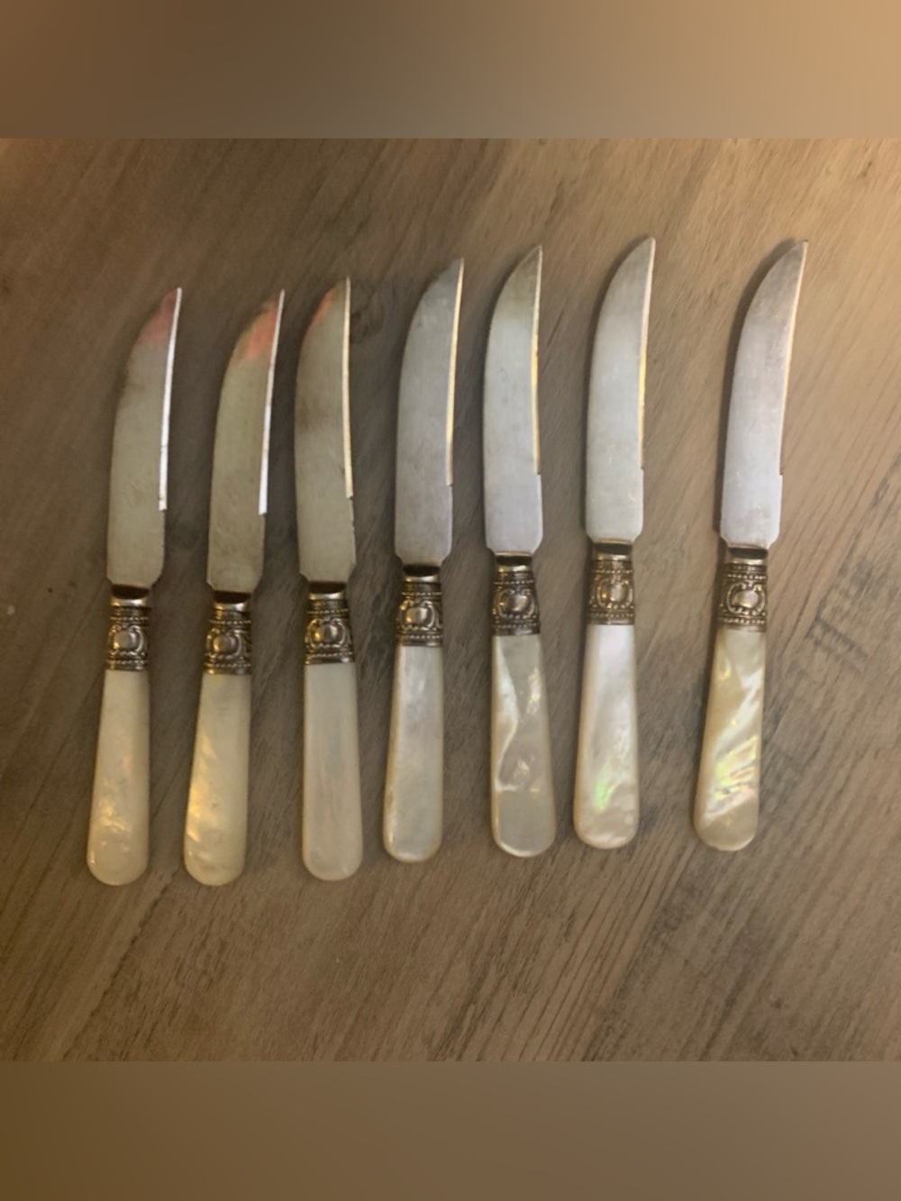 Mother of Pearl Handle Butter Knives - Set of 7